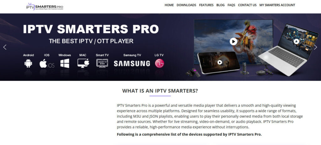 IPTV Smarters Pro Main Screen