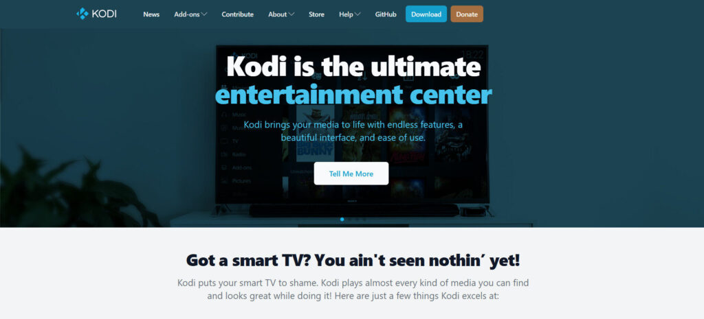 Kodi (with IPTV Add-ons) Main Screen