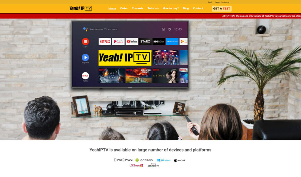 YeahIPTV homepage