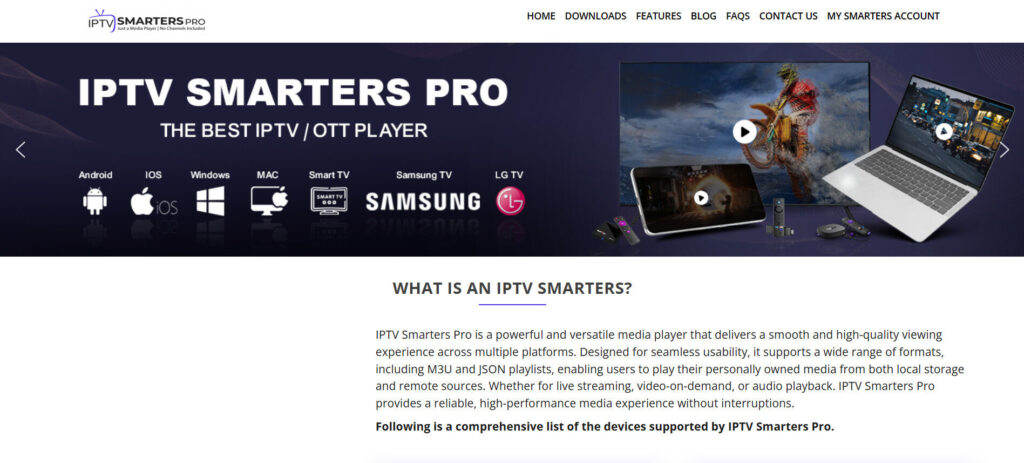 IPTV Smarters Pro Main screen