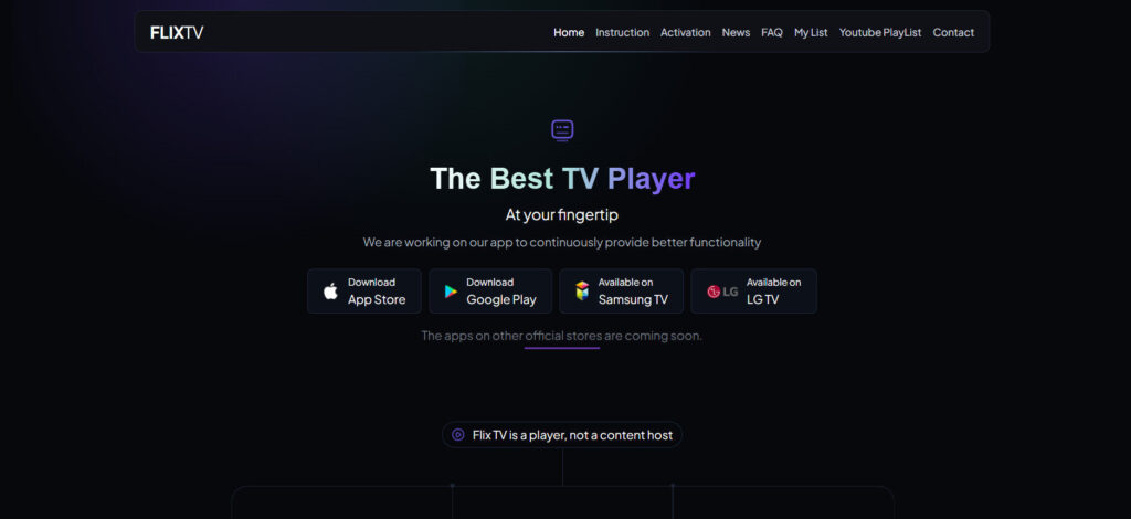 Flix IPTV Main screen