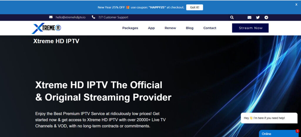Xtreme HD IPTV Main screen