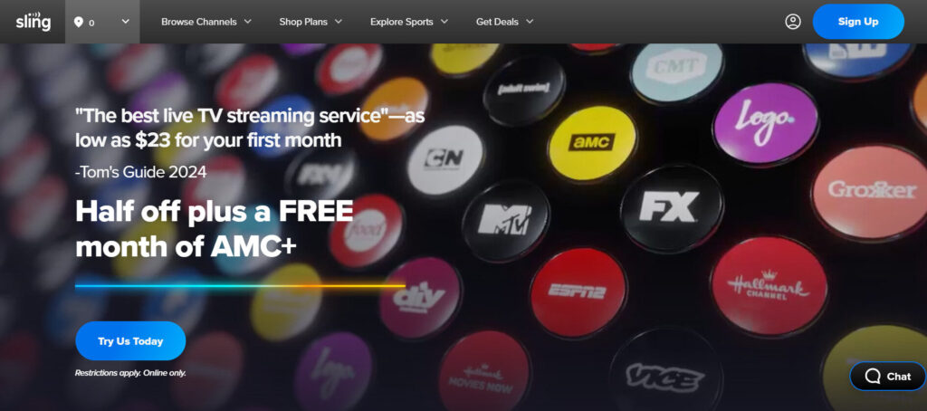 Main Screen Sling TV