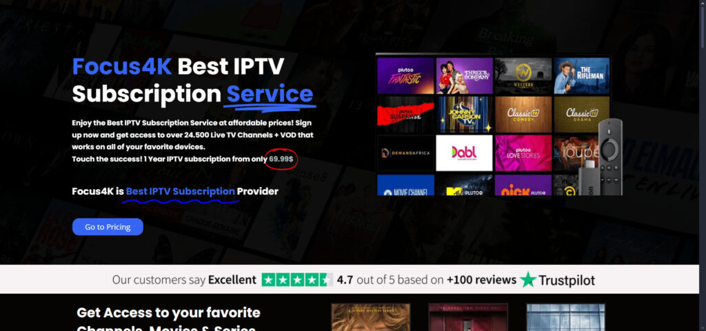 Focus IPTV homepage