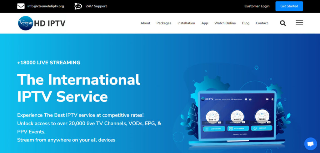 Xtreme HD IPTV homepage