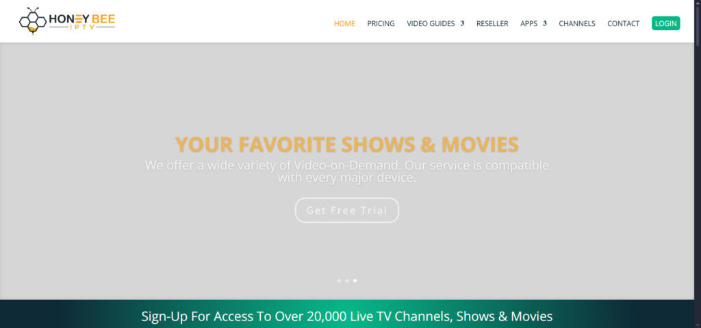 HoneyBee IPTV homepage
