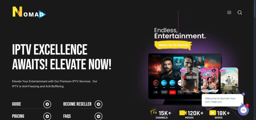 Nomad IPTV homepage