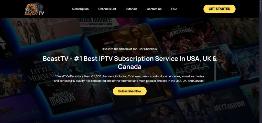 Beast IPTV homepage
