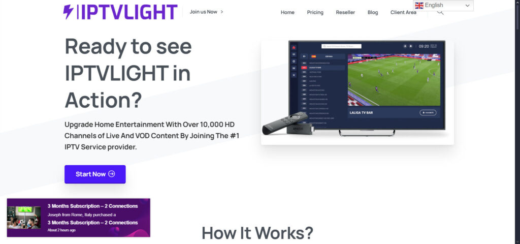 IPTV Light homepage