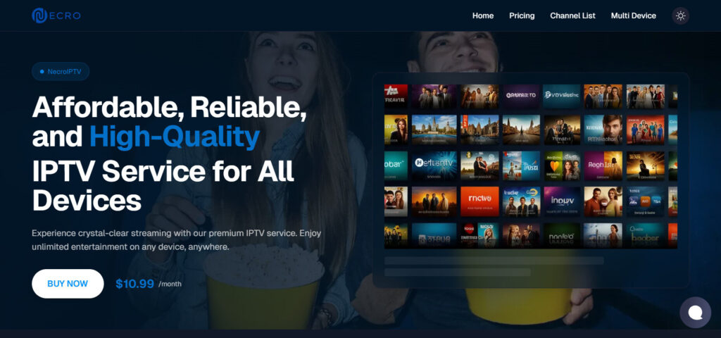 Necro IPTV homepage