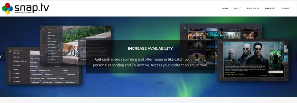 Snap IPTV homepage