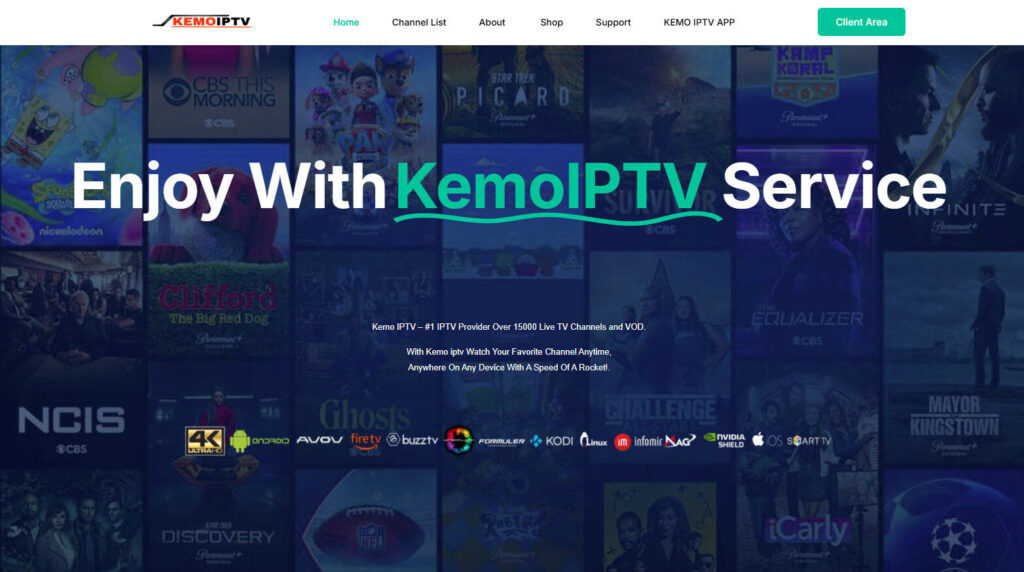 Kemo IPTV homepage
