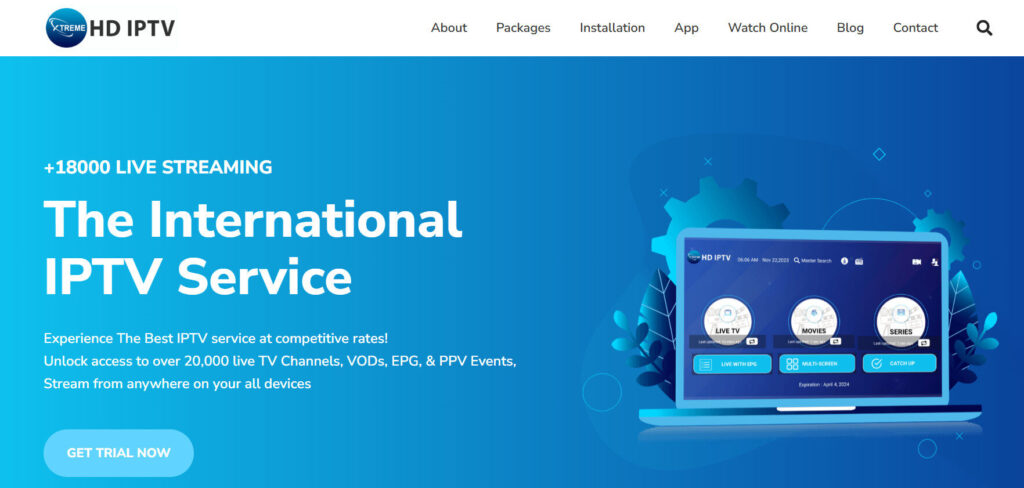 Xtream IPTV Homepage