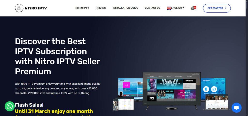 Nitro IPTV homepage