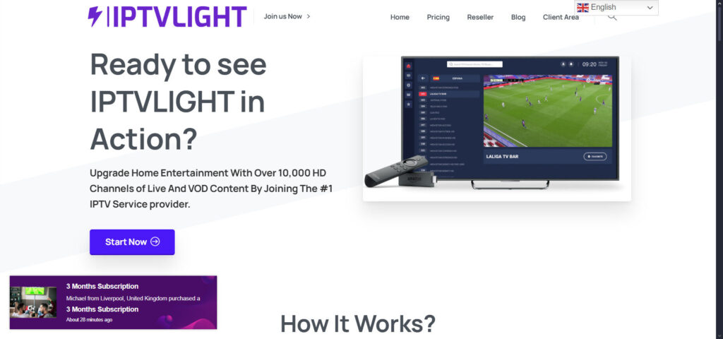 IPTV Lightv homepage