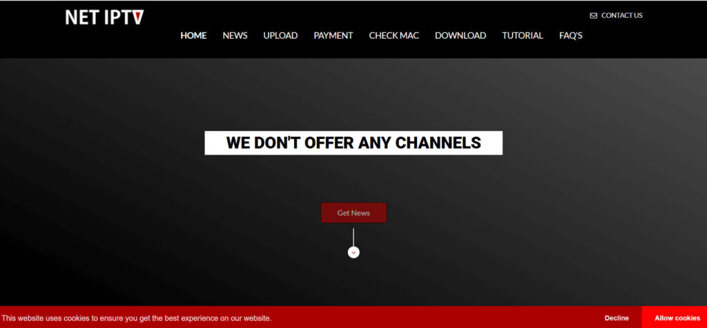 NET IPTV main screen