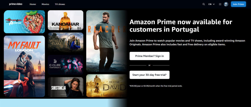 Amazon Prime Video Homepage - install step 1