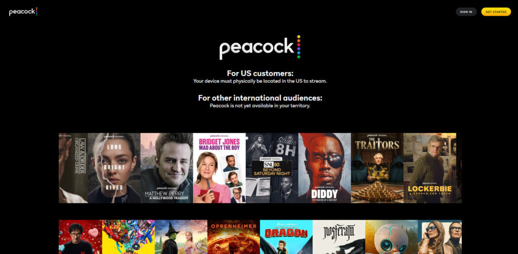 Peacock Homepage - install step 1