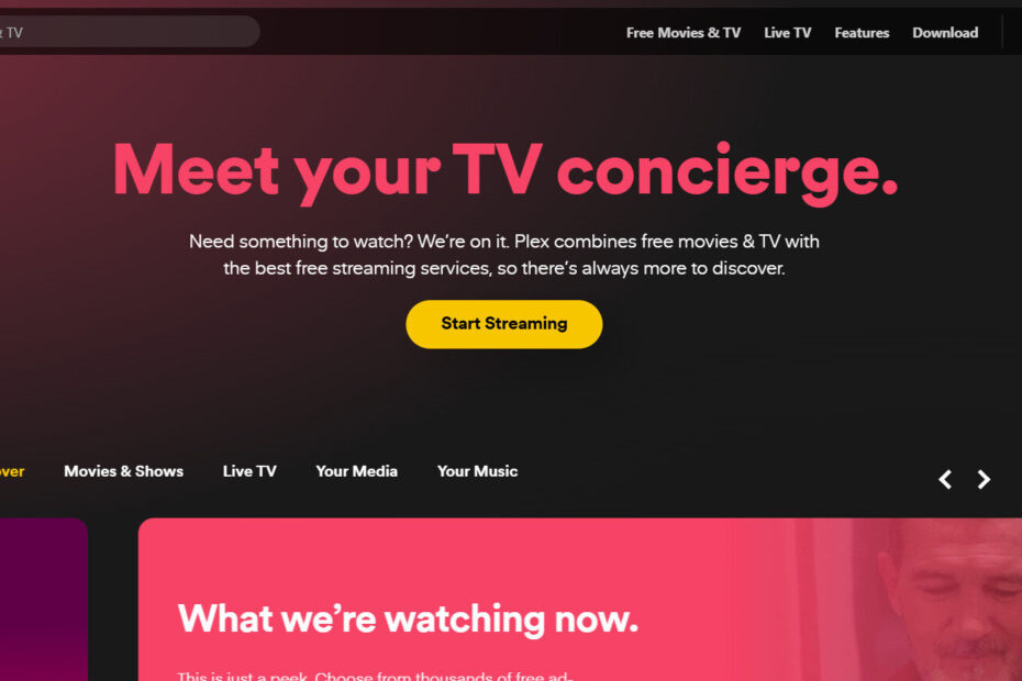Plex home page