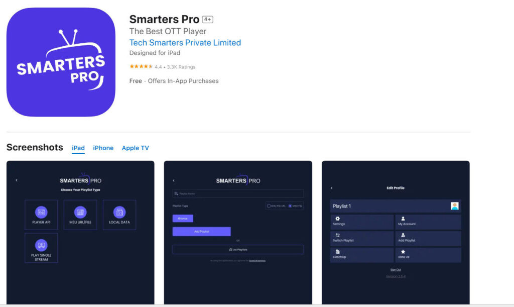 Installing IPTV Smarters Pro from App Store on iPhone