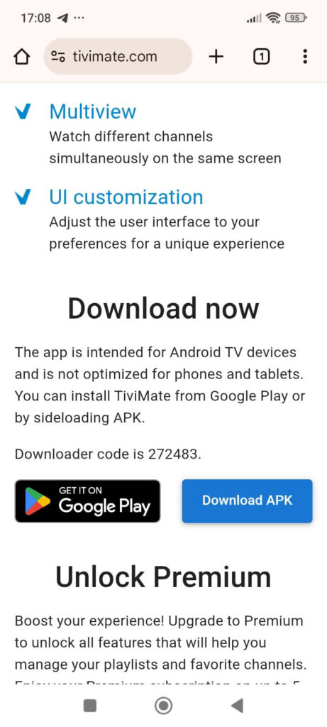 Downloading TiviMate APK on Android