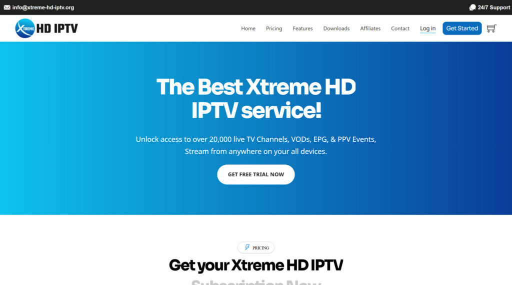 Xtreme Hd IPTV homepage