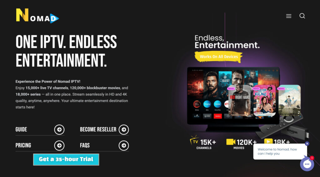 nomadiptv.com homepage