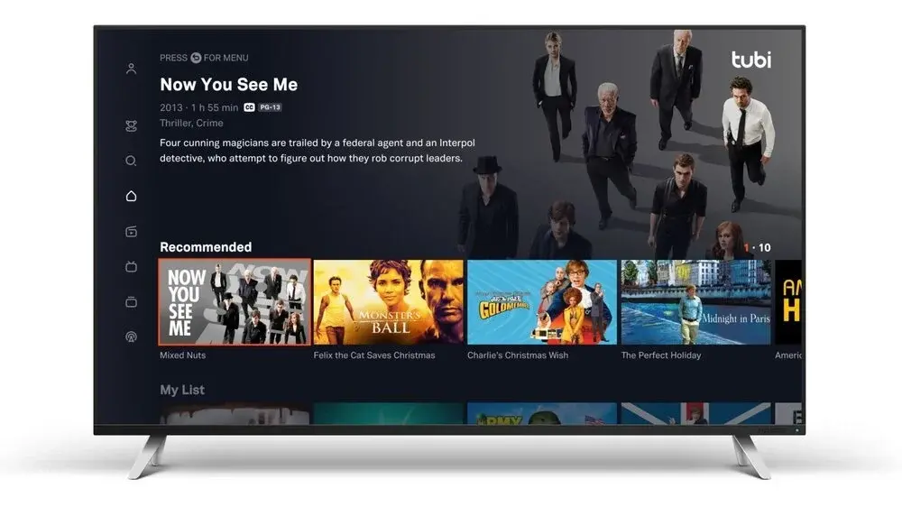 Tubi app displaying live TV categories and movies