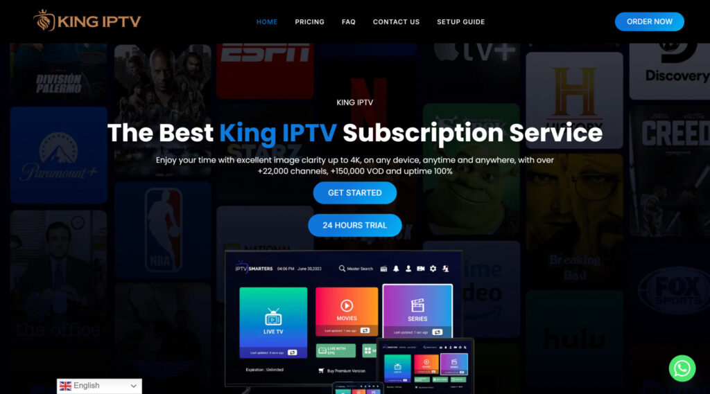 King IPTV interface and channel layout