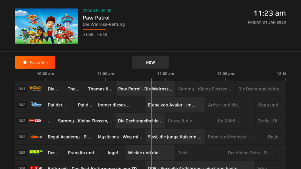 Zattoo free plan showing TV channels
