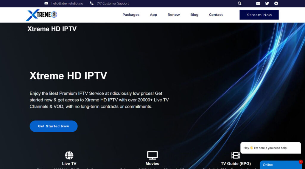 Xtreme HD IPTV interface and channel layout