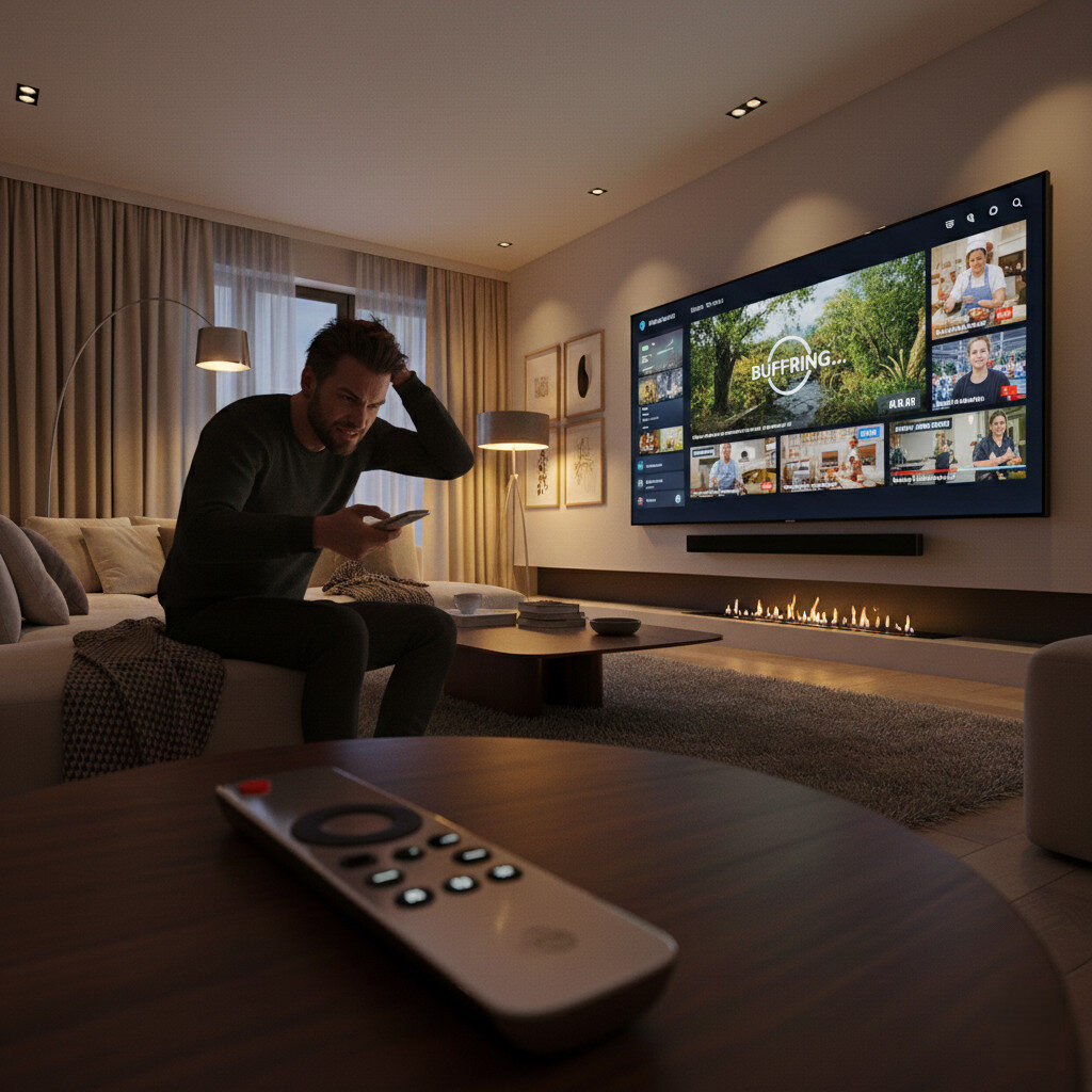 4K IPTV frozen stream showing buffering