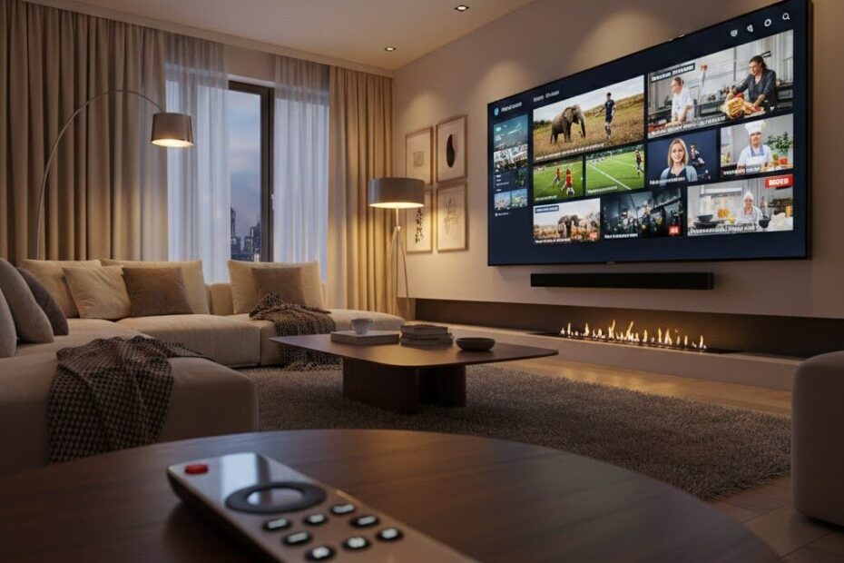 4K IPTV streaming on smart TV with multiple channels