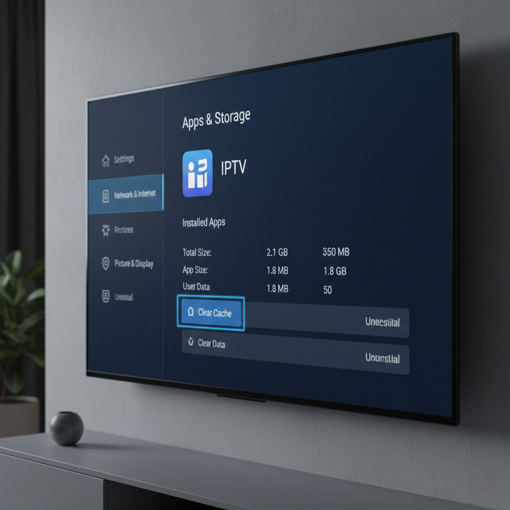 IPTV not loading on Smart TV clear app cache settings